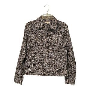 Charter Club Black & White Jacket Blazer Size M Women Corduroy WPL8046